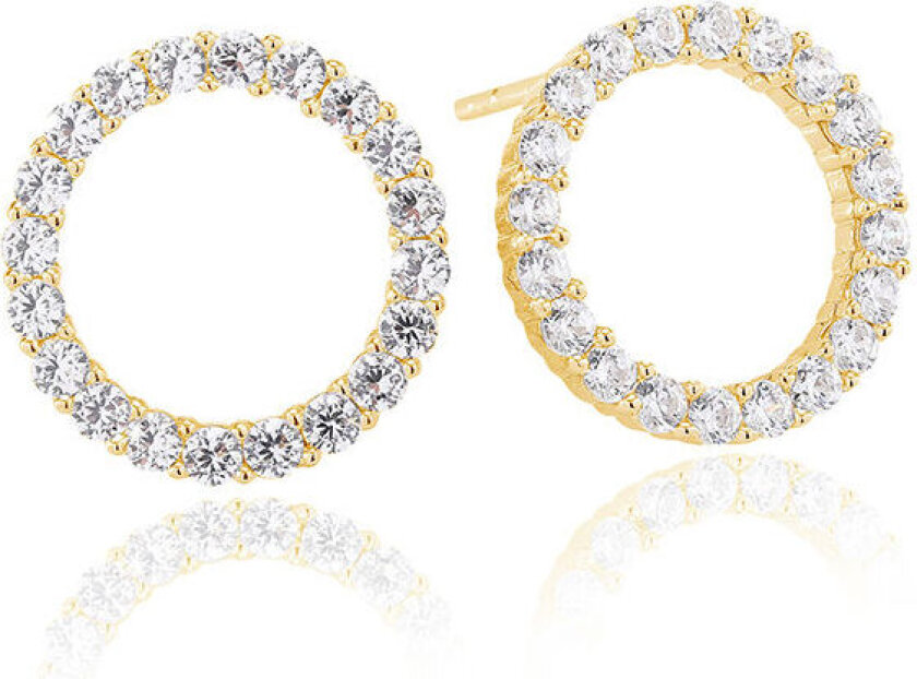 Biella Uno Forgylt Sølv Ørestikker Med Zirconia SJ-E338-CZ-YG
