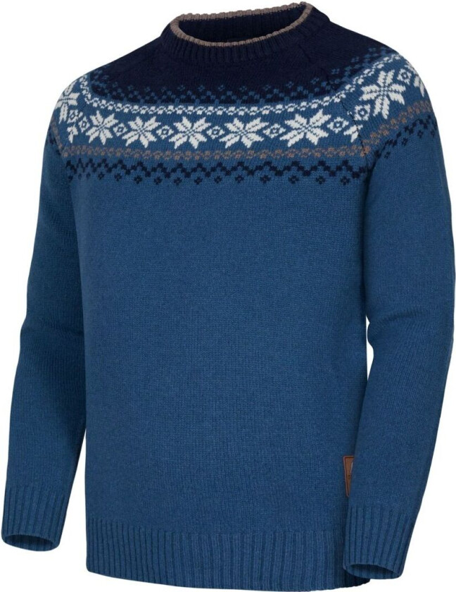 Snøkrystall Round Neck Ullgenser Men Blue/white/navy L