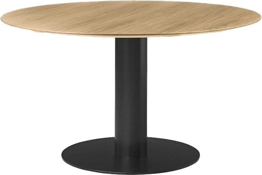 2.0 spisebord oak, Ø 130, sort stativ