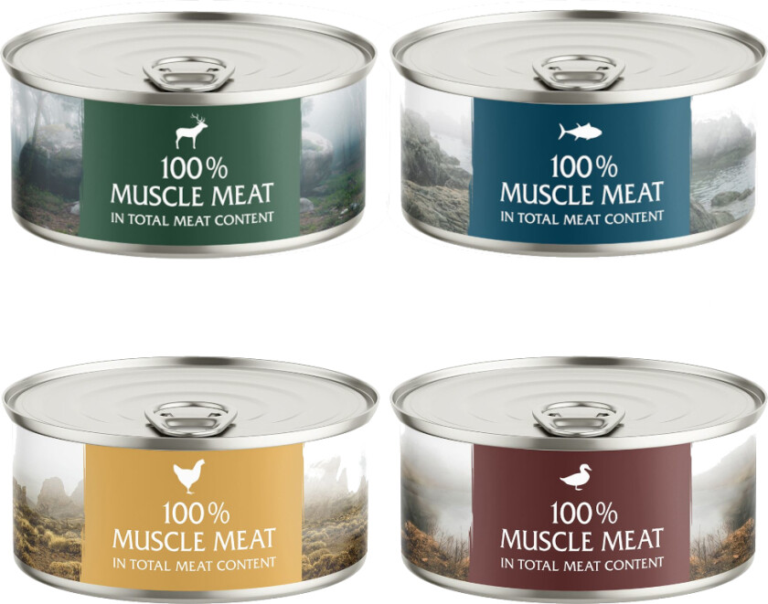 Økonomipakke Wild Freedom Adult 24 x 70 g - Blanding (8 x kylling, 4 x and, 4 x hjort, 8 x tunfisk)