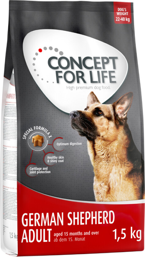 4 x 1 kg / 1,5 kg Concept for Life til spesialpris! - Tysk schæferhund Adult (4 x 1,5 kg)