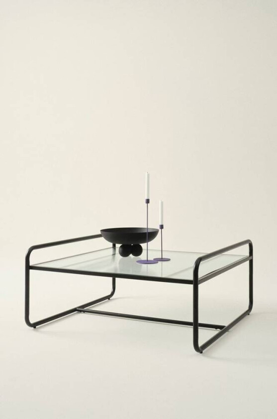 sofabord 100x100 cm Svart marmor izmir/røykfarget mattsvart