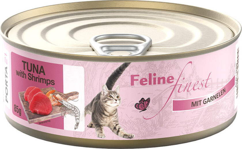 Bilde av Økonomipakke Feline Finest våtfôr til katter 24 x 85 g - Tunfisk med reker
