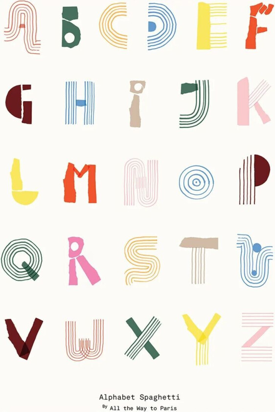 Alphabet Spaghetti ENG Multi-colour plakat 50 x 70 cm