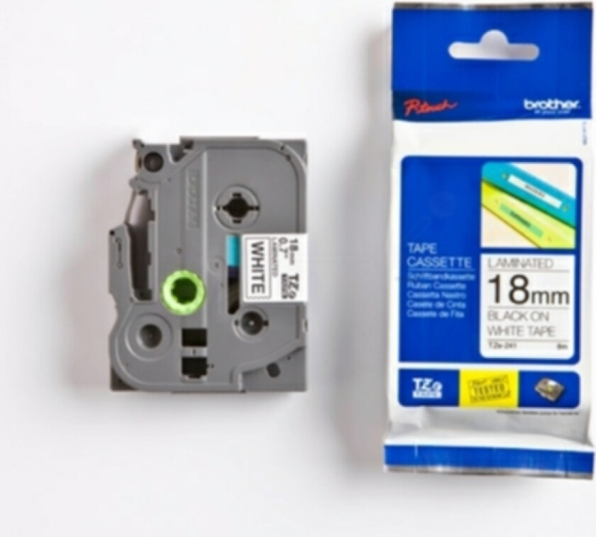 Tape 18mm Tze-241 Svart/hvit