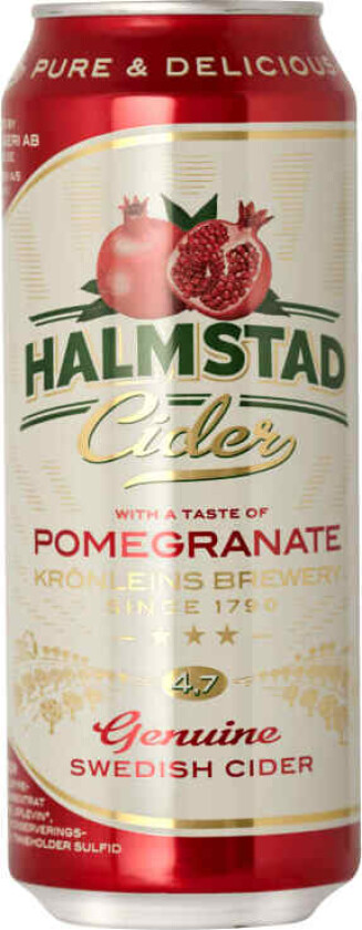 Halmstad Cider Granateple 4,5% 0,5l boks