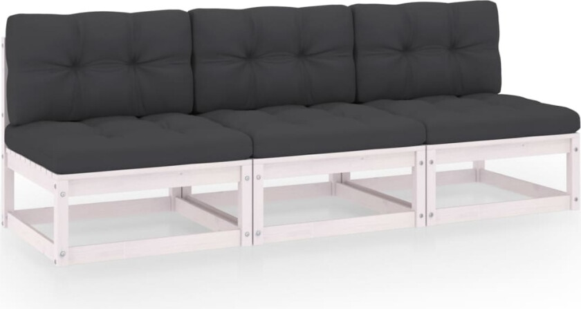 Sofa med puter 3-seters heltre furu