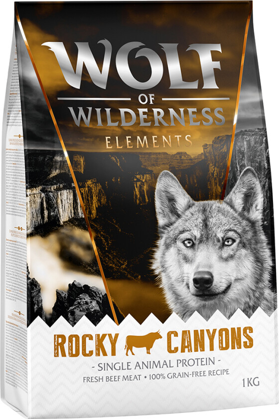 1 kg Wolf of Wilderness hundefôr til spesialpris! - Rocky Canyons - Storfe (Monoprotein)
