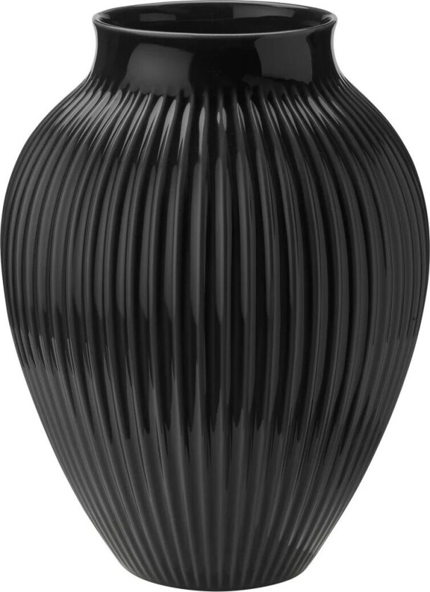 Knabstrup vase riflet 35 cm Svart