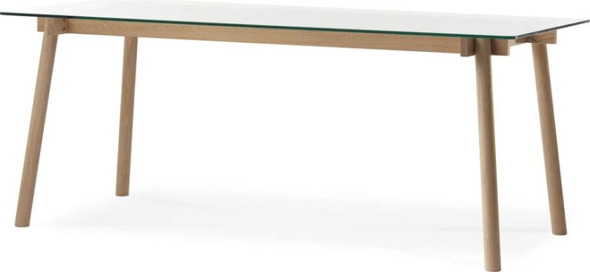 Corners spisebord eik hvitoljet, glass