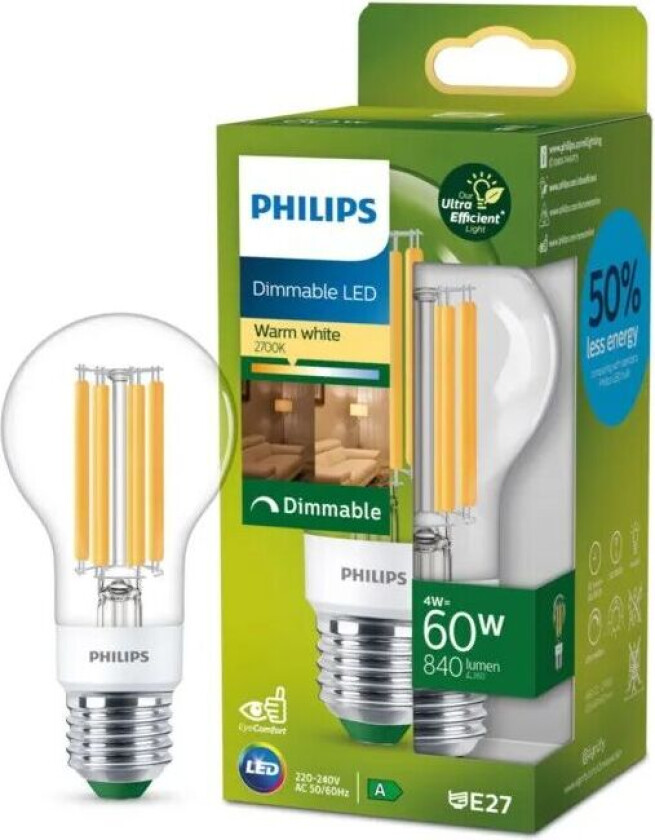 Ultra Efficient E27 Dimbar LED-pære 840 lm