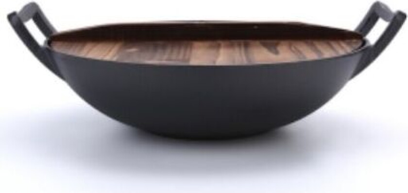 Støpejernswok Med Trelokk Diameter 36cm