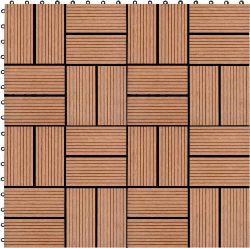 Terrassebord 11 stk WPC 30x30 cm 1 kvm brun