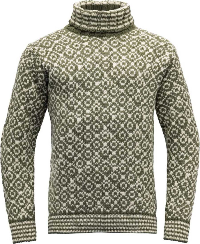 Svalbard Wool High Neck Unisex Olive/Offwhite XL