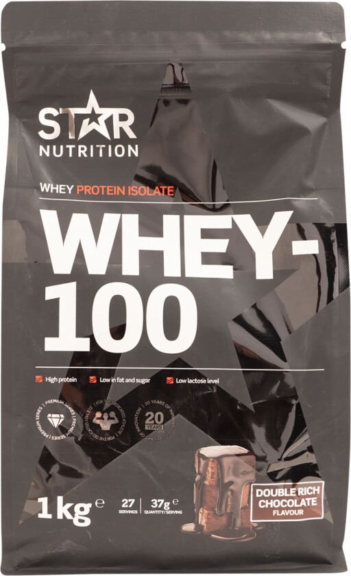 Star Nutrition Whey 100, myseproteinisolat Doublerichchocolate