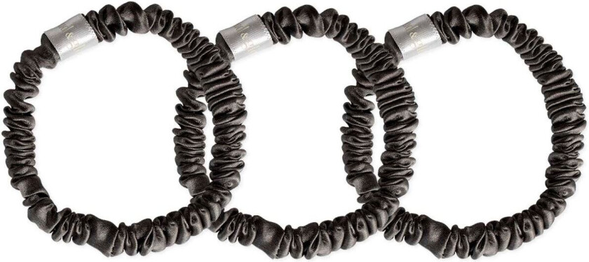 Silk Scrunchies 1 cm Charcoal