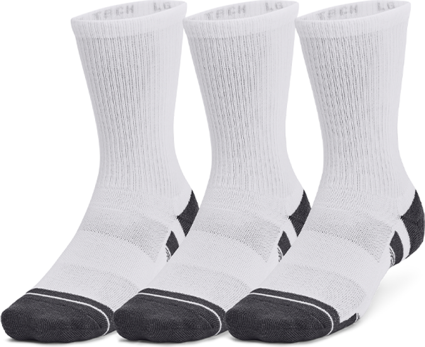 Unisex UA Performance Tech 3pk Crew 47.5-50.5, White