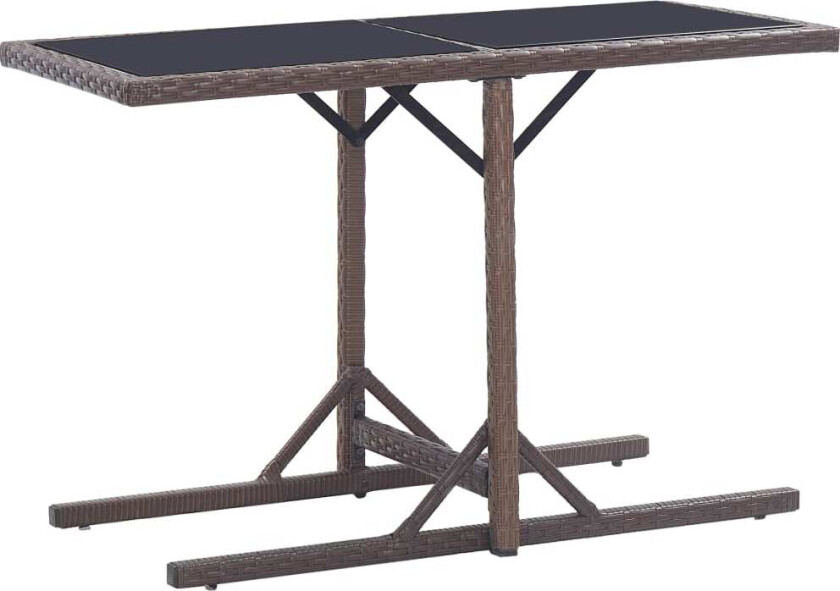 Hagebord brun 110x53x72 cm glass og polyrotting