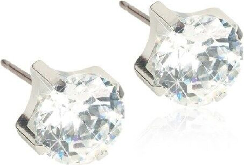 Silver Titanium Tiffany CZ White 7 mm