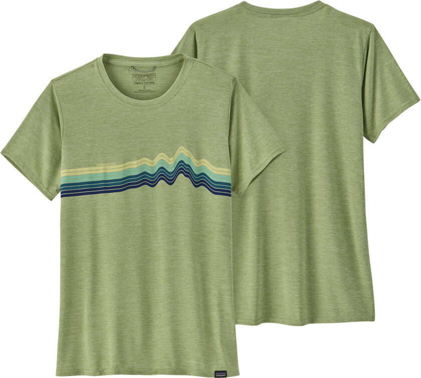 Bilde av Capilene Cool Daily Graphic Shirt Dame Ridge Rise Stripe Salvia Green XS