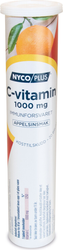 Bilde av C-vitamin 1000 mg, Appelsin, 20 brusetabletter