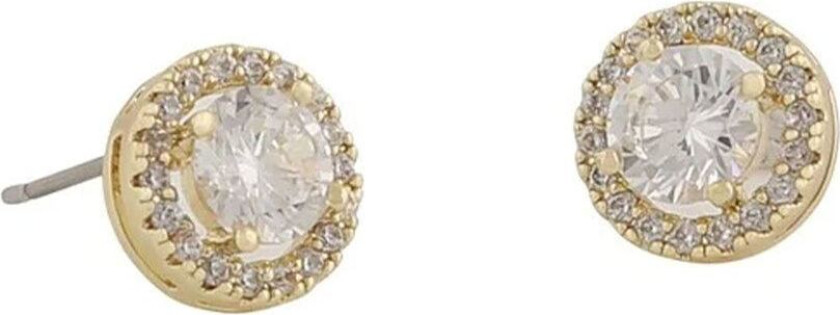 Snö Of Sweden Lou Round Stone Earring Gold/Clear 9mm