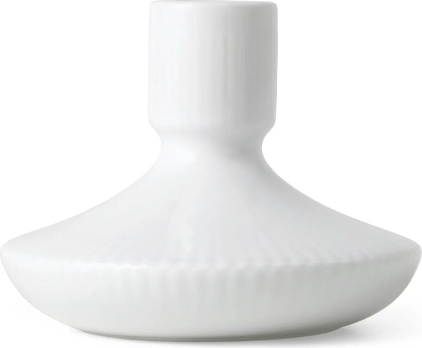 White Fluted lysestake 8 cm Hvit
