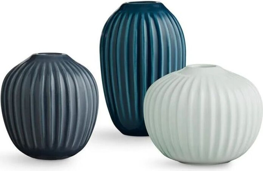 Hammershøi miniatyrvase 3 deler Mintgrønn-blå-antrasittgrå