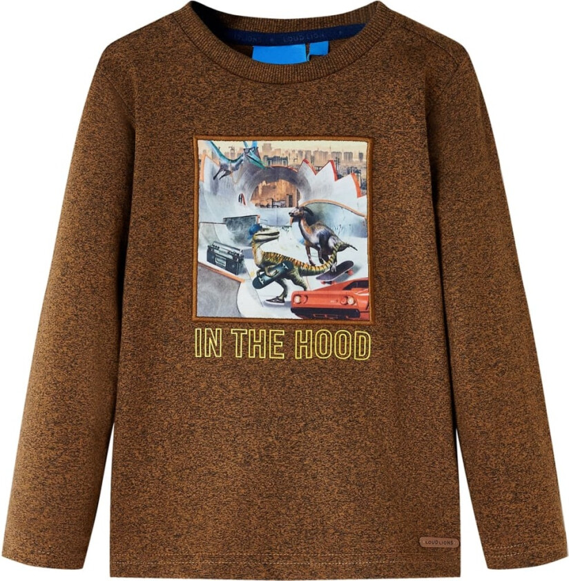 T-skjorte for barn med lange ermer konjakk melert 104