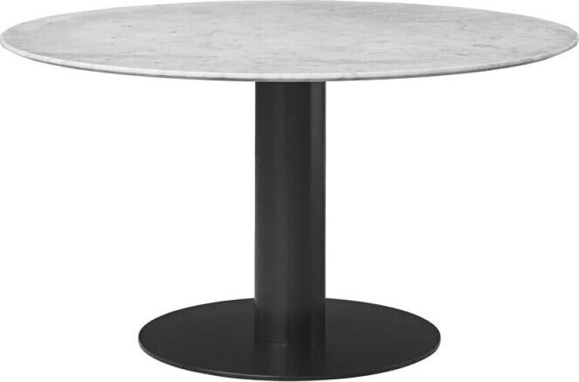 2.0 spisebord marble white, Ø 130 cm, sort stativ