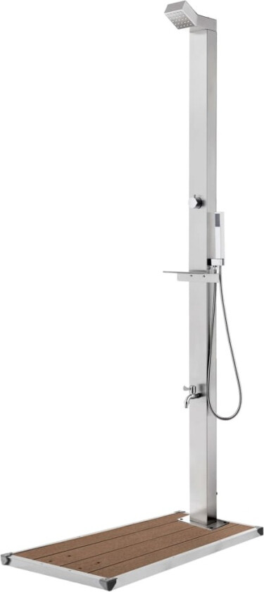 Hagedusj med brunt dusjbrett 225 cm rustfritt stål