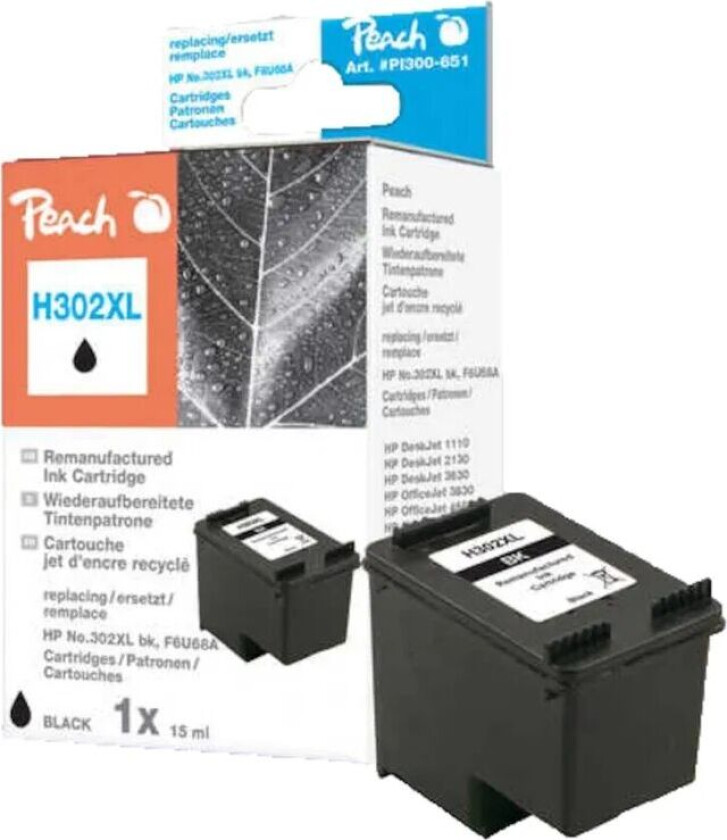 Blekkpatron tilsvarer HP 302XL svart