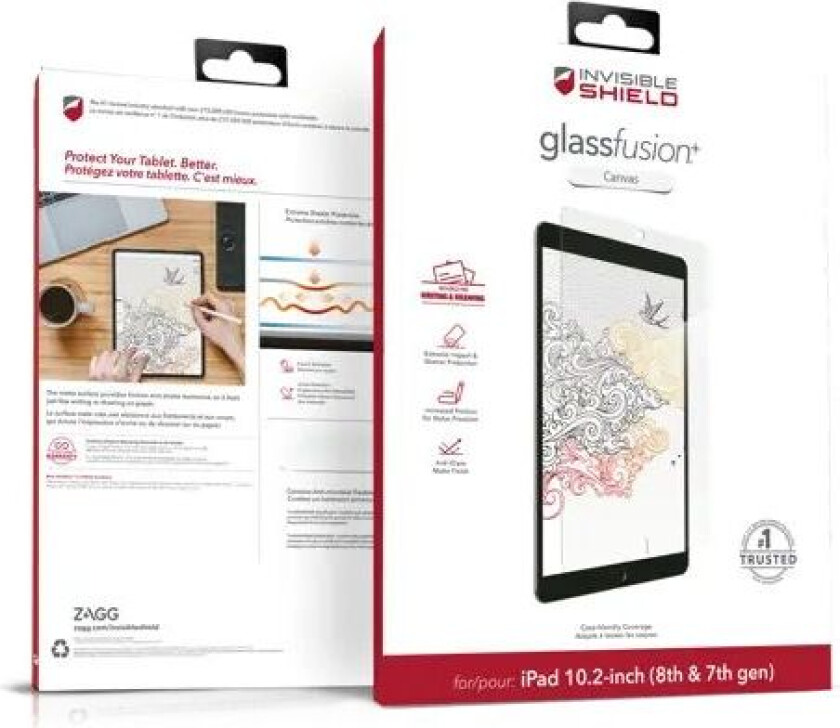 Zagg Glassfusion+ Canvas Ipad 2019, Ipad 8th Gen (2020), Ipad 9th Gen (2021)