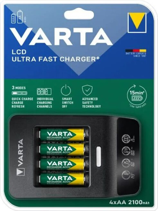 Rask batterilader med overvåking