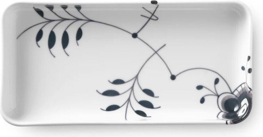 Black Fluted Mega rektangulært fat 24 cm