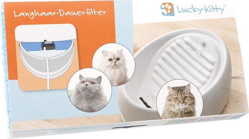 Lucky Kitty drikkefontene av keramikk - Langhåret langvarig filter