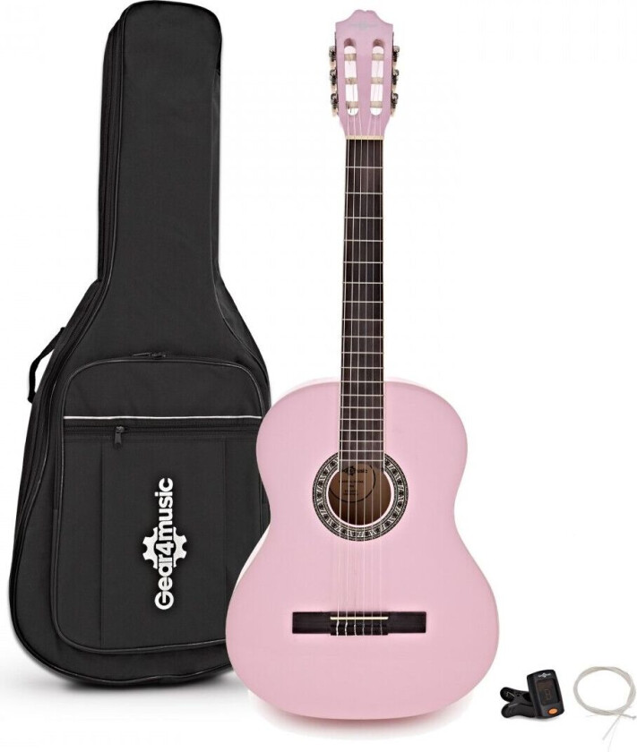 Gear4Music Klassisk Gitarpakke Rosa fra Gear4Music