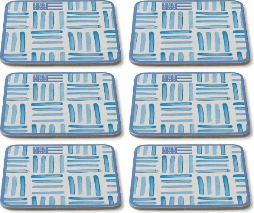 Graphic Printed glassunderlag 6-pakning Blue-White