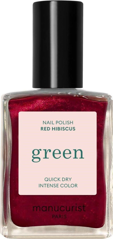 Green Nail Polish Red Hibiscus