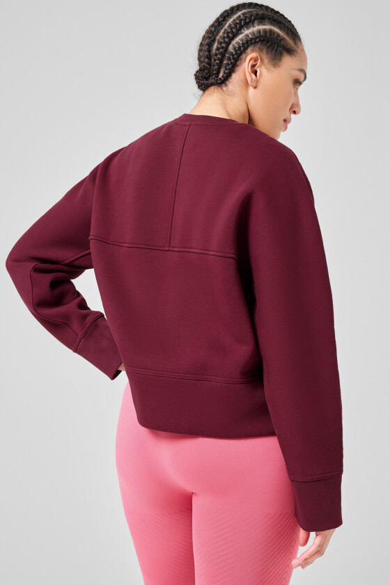 Boxy Crew Neck Sweatshirt Evening Red L