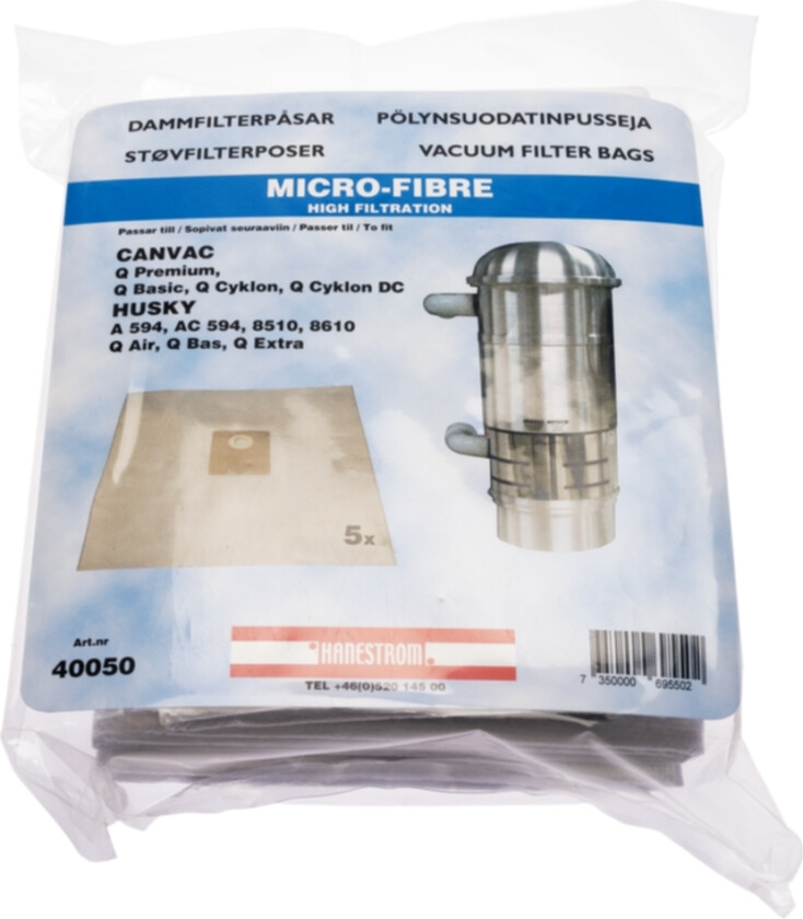 Støvsugerposer, syntetfiber, 5st.