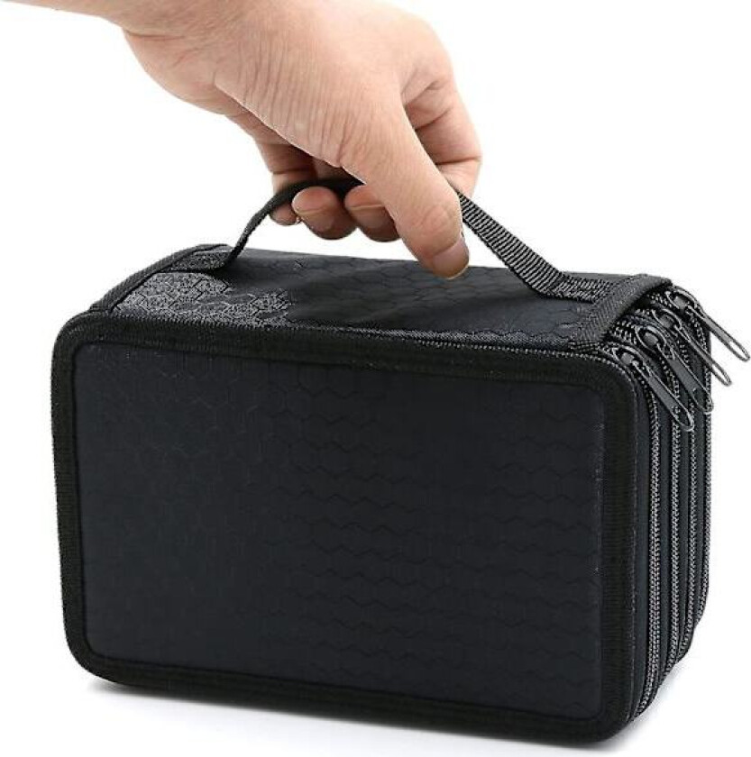 72 spor 4-lags glidelås pennal med håndtak, Oxford-stoff