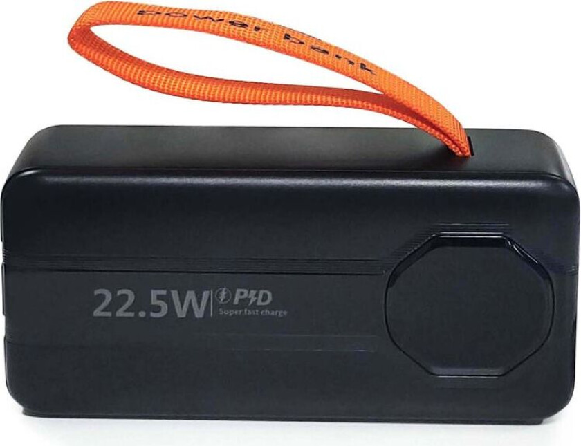 Kraftig Powerbank med Innebygde Kabler, 30000mAh - Svart