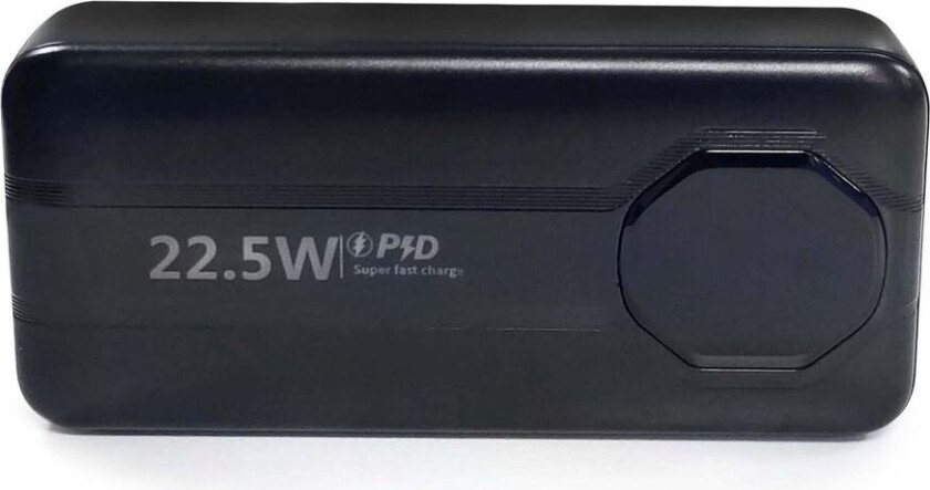 Kraftig Powerbank med Innebygde Kabler, 20000mAh - Svart