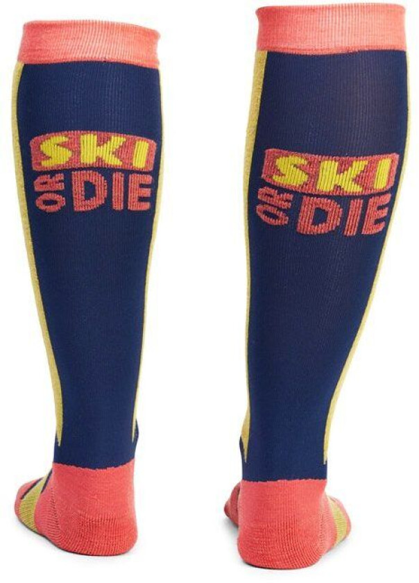 House Of Hygge Skisokker Ski Or Die Pink/Dark Blue/Yellow M(40-43)