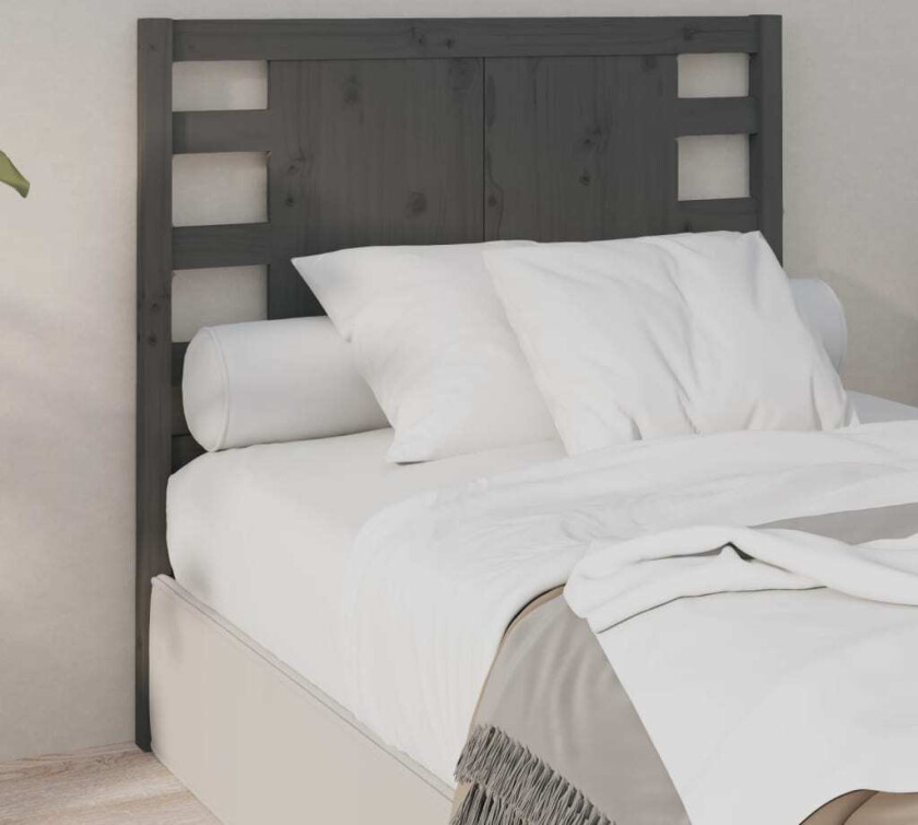 Sengegavl grå 96x4x100 cm heltre furu