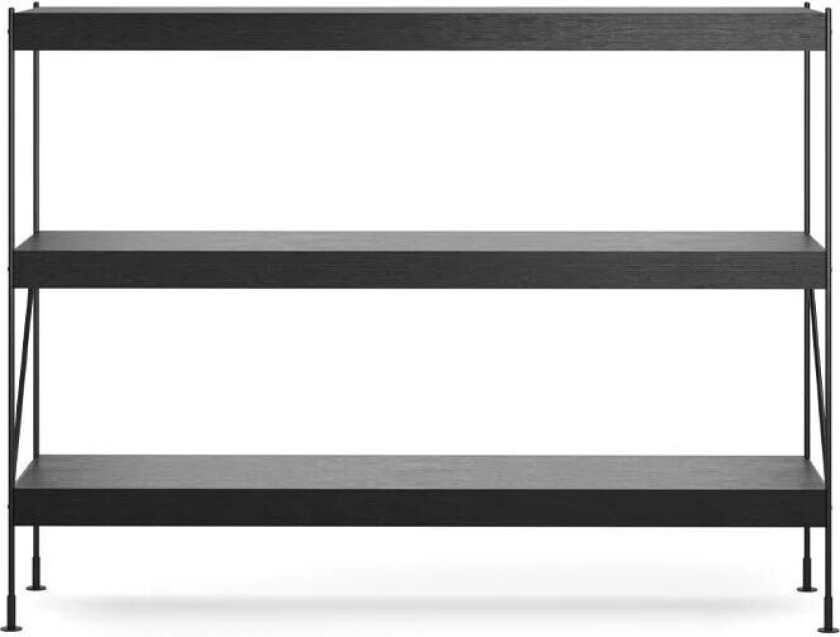 Zet hyllesystem oak black stained, 1 x 3, black steel base