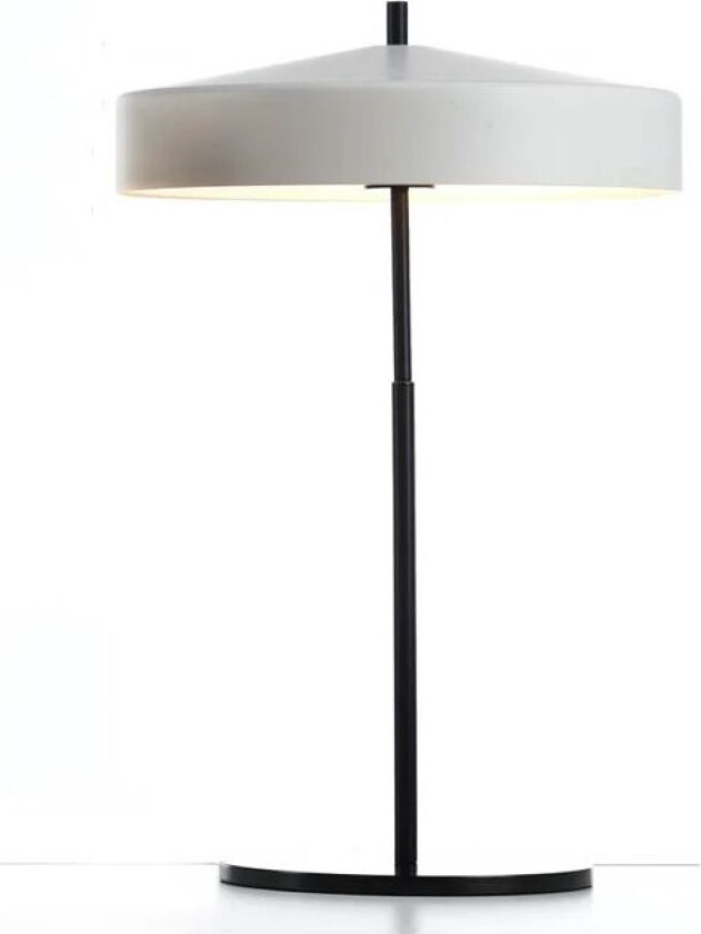 Cymbal bordlampe hvit matt, sort ledning