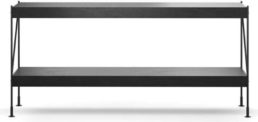 Zet hyllesystem oak black stained, 1 x 2, black steel base