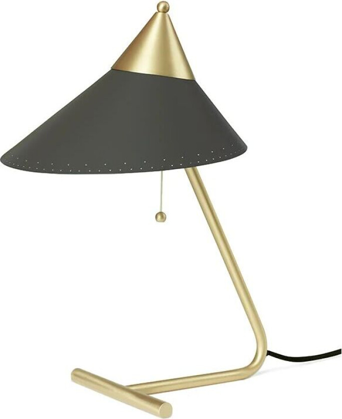 Brass Top bordlampe Charcoal, messingstav